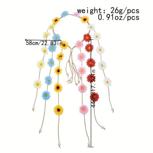 NEW| 1 Piece Chic Boho Festival Flower Tie Headband - Picture 5 of 6